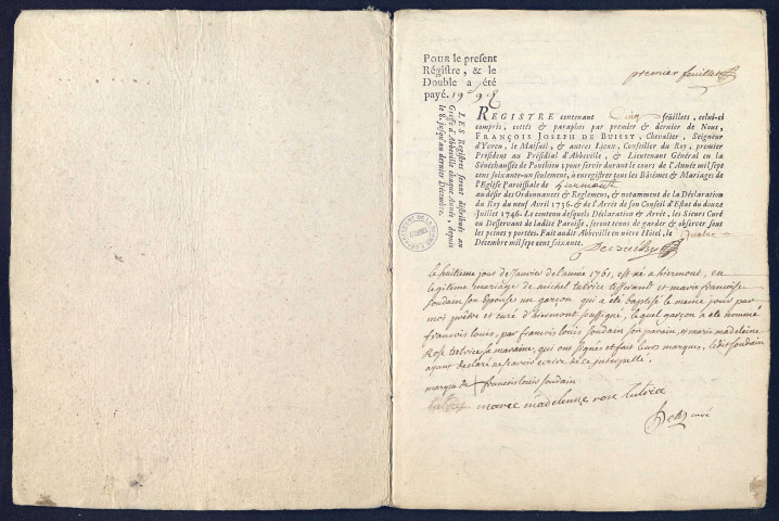 Hiermont : baptêmes, mariages, sépultures (1761-1779)