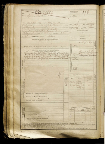 Carette, Agénor Achille, né le 22 mai 1889 à Colincamps (Somme), classe 1909, matricule n° 176, Bureau de recrutement d'Abbeville