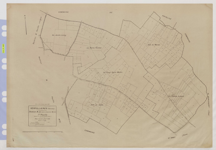 Plan du cadastre rénové - Verpillières : section A1