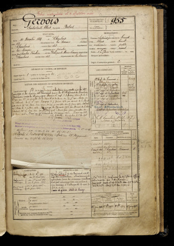 Gervois, Charles Emile Albert, né le 10 décembre 1889 à Chaulnes (Somme), classe 1909, matricule n° 955, Bureau de recrutement de Péronne