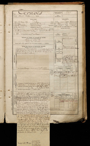 Ternois, Désiré Gaston, né le 17 mars 1874 à Valines (Somme), classe 1894, matricule n° 797, Bureau de recrutement d'Abbeville