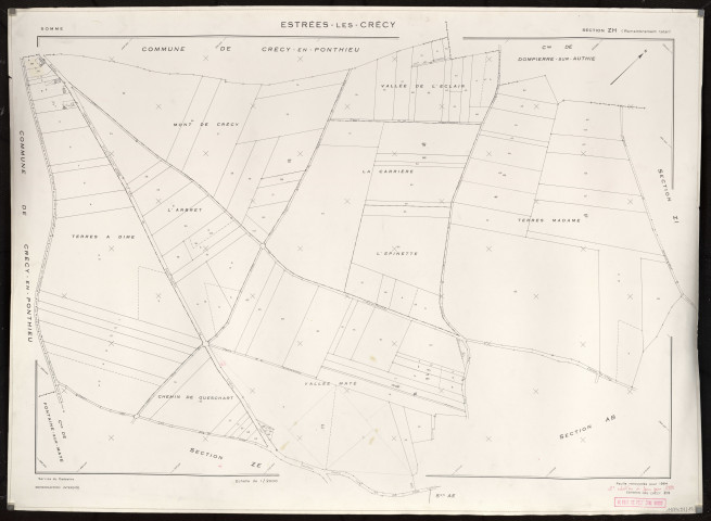 Plan du cadastre rénové - Estrées-les-Crécy : section ZH