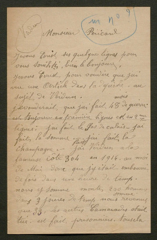 Témoignage de Beaupeigné, Charles et correspondance avec Jacques Péricard