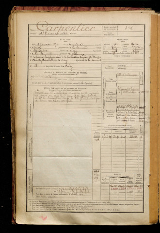 Carpentier, Abel François Amédée, né le 05 janvier 1873 à Dompierre-sur-Authie (Somme), classe 1893, matricule n° 732, Bureau de recrutement d'Abbeville