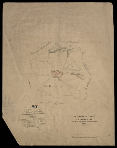 Plan du cadastre napoléonien - Malpart : tableau d'assemblage
