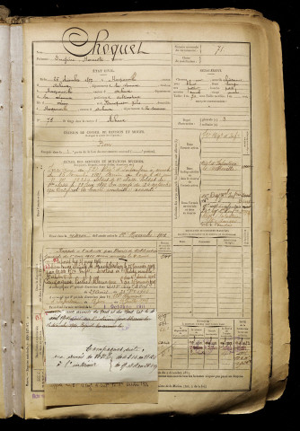 Choquet, Eugène Honeste, né le 26 décembre 1877 à Harponville (Somme), classe 1897, matricule n° 71, Bureau de recrutement d'Abbeville