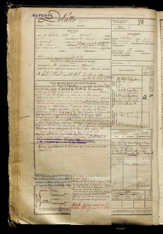 Delatte, Fernand, né le 19 septembre 1896 à Moreuil (Somme), classe 1916, matricule n° 78, Bureau de recrutement de Péronne