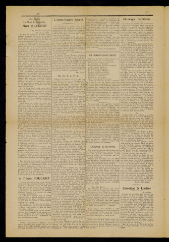 LES SPORTS. JOURNAL DES SPORTSMEN BELGES AUX ARMEES