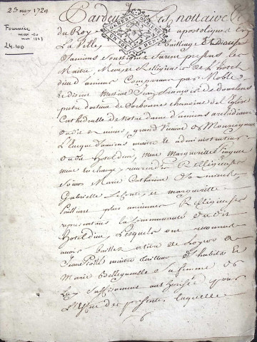 Etude de Me Jean Baptiste Fournier à Amiens (étude n°4). Minutes de l'année 1729