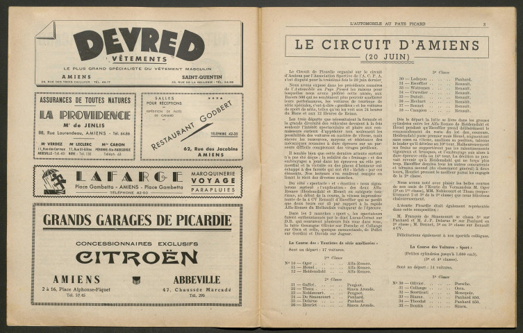 L'Automobile au Pays Picard. Revue de l'Automobile et du Tourisme. Organe officiel de l'Automobile-Club de Picardie et de l'Aisne, 377, septembre 1954