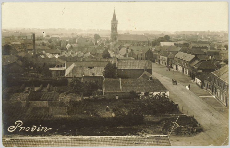 CARTE-PHOTO MONTRANT UNE VUE GENERALE DE PROVIN. MANUSCRITE EN ALLEMAND AU DOS