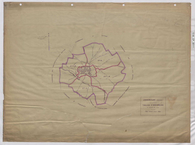 Plan du cadastre rénové - Louvencourt : tableau d'assemblage (TA)