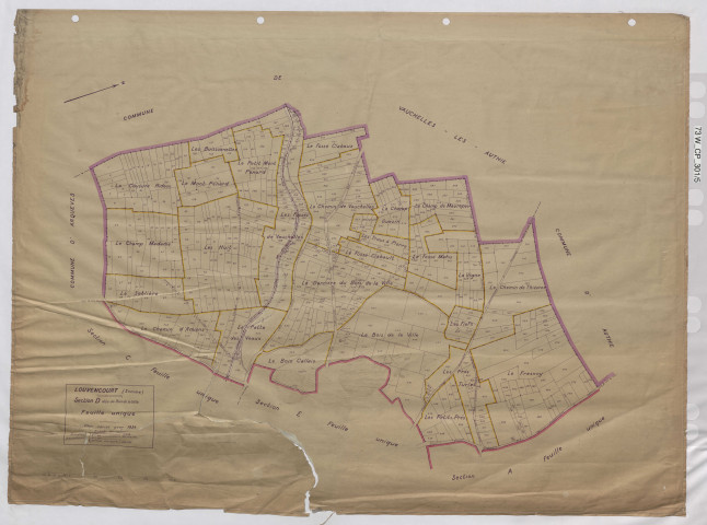 Plan du cadastre rénové - Louvencourt : section D