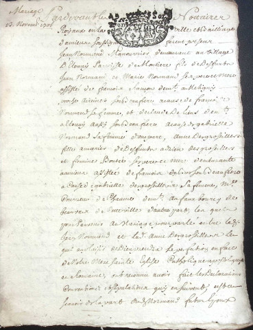Etude de Me Jean Duval à Amiens (étude n°8). Minutes de l'année 1706