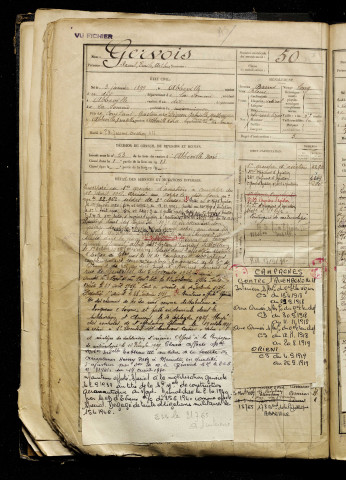 Gervois, Raoul Emile Arthur, né le 03 janvier 1899 à Abbeville (Somme), classe 1919, matricule n° 50, Bureau de recrutement d'Abbeville
