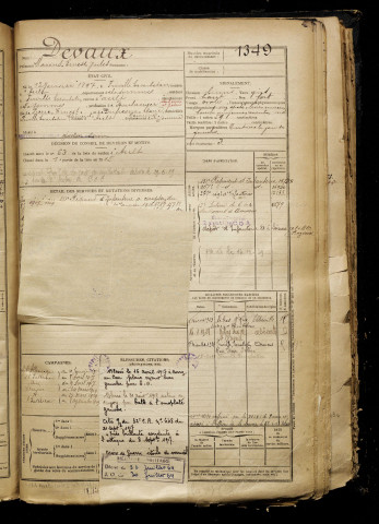 Devaux, Marius Ernest Jules, né le 12 janvier 1897 à Friville-Escarbotin (Somme), classe 1917, matricule n° 1349, Bureau de recrutement d'Abbeville