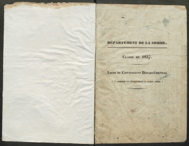 Liste du contingent (ensemble du département) de l'année 1837
