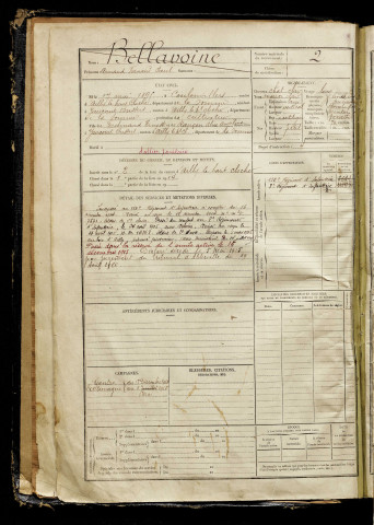Bellavoine, Armand Fernand Paul, né le 17 mai 1895 à Coulonvillers (Somme), classe 1915, matricule n° 2, Bureau de recrutement d'Abbeville