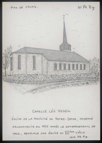 Capelle-lès-Hesdin (Pas-de-Calais) : église moderne - (Reproduction interdite sans autorisation - © Claude Piette)