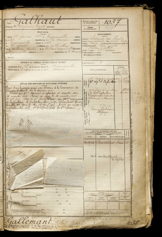 Galhaut, Raymond Ernest André, né le 12 janvier 1894 à Moyenneville (Somme), classe 1914, matricule n° 1037, Bureau de recrutement d'Abbeville