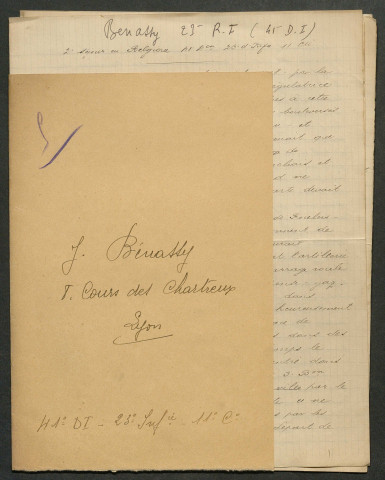 Témoignage de Bacquet, Jean et correspondance avec Jacques Péricard