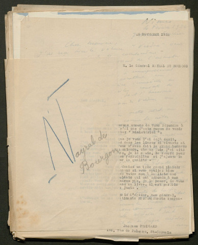 Témoignage de Nayral de Bourgon (Lieutenant colonel - devenu Général) et correspondance avec Jacques Péricard