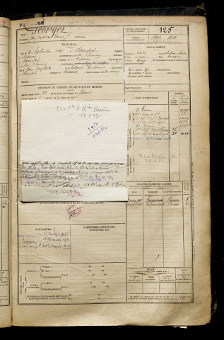Georget, Jean Baptiste François Joseph, né le 04 septembre 1897 à Beaufort-en-Santerre (Somme), classe 1917, matricule n° 125, Bureau de recrutement de Péronne