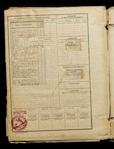 Bondoux d'Hautefeuille, Marie Auguste Joseph, né le 27 août 1890 à Hinacourt (Aisne), classe 1910, matricule n° 607, Bureau de recrutement d'Amiens