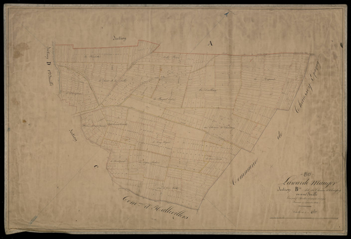 Plan du cadastre napoléonien - Lawarde-Mauger-L'hortoy (Lawarde-Mauger) : Chemin de Chaussoy (Le), B