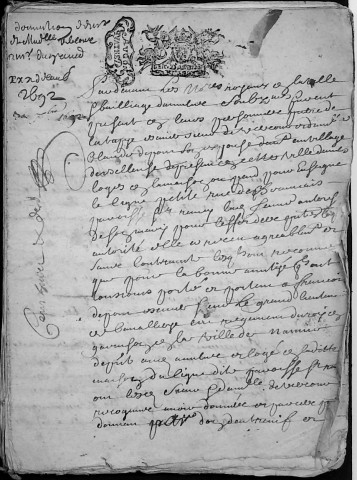 Etude de Me Henri Louette à Amiens (étude n°22). Minutes de l'année 1692