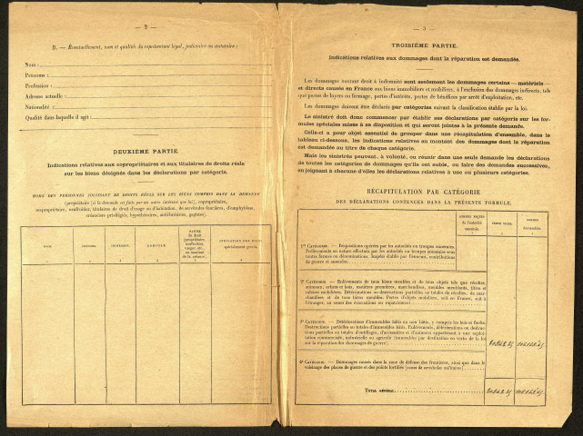 Bray-sur-Somme. Demande d'indemnisation des dommages de guerre : dossier Roussel-Campagne Pierre