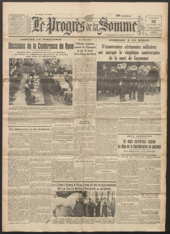 Le Progrès de la Somme, numéro 21184, 12 septembre 1937
