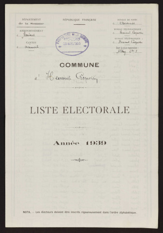Liste électorale : Heucourt-Croquoison
