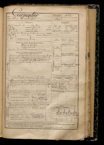 Carpentier, Alphonse Hipolyte Florentin, né le 15 septembre 1871 à Villeroy (Somme), classe 1891, matricule n° 452, Bureau de recrutement d'Abbeville