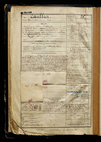 Caullier, Marcel Auguste, né le 04 janvier 1898 à Abbeville (Somme), classe 1918, matricule n° 16, Bureau de recrutement d'Abbeville