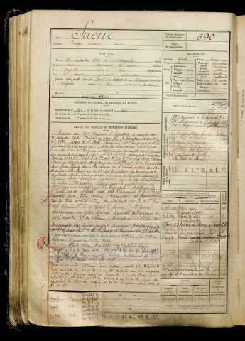 Sueur, Georges Ludovic, né le 21 septembre 1895 à Argoules (Somme), classe 1915, matricule n° 690, Bureau de recrutement d'Abbeville
