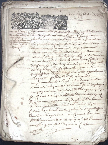 Etude de Me Nicolas Rouget à Amiens (étude n°5). Minutes de l'année 1707