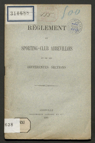 Règlement du Sporting-Club Abbevillois et de ses différentes sections