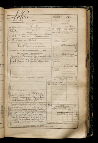 Leleu, Charles Ulphy, né le 08 juin 1871 à Puchevillers (Somme), classe 1891, matricule n° 149, Bureau de recrutement d'Abbeville