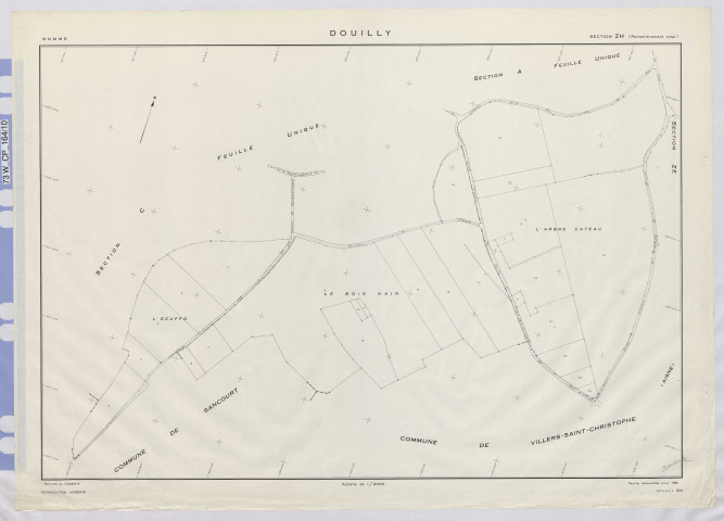 Plan du cadastre rénové - Douilly : section ZH