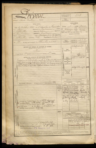 Prévost, Louis Emile, né le 12 octobre 1865 à Saint-Quentin-en-Tourmont (Somme), classe 1885, matricule n° 343, Bureau de recrutement d'Abbeville