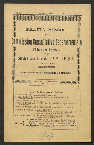 Bulletin mensuel de la Commission Consultative d'Education Physique et du Service Départemental d'Education Physique et Préparation Militaire Elémentaire de la Somme, numéro 3 (2e année)