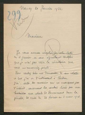 Témoignage de Jacquesson (Lieutenant) et correspondance avec Jacques Péricard