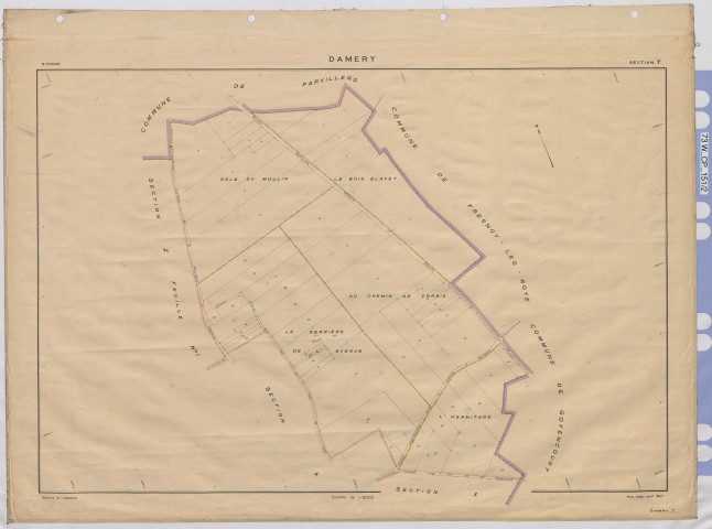 Plan du cadastre rénové - Damery : section T