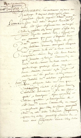 Etude de Me Jean Duval à Amiens (étude n°8). Minutes de l'année 1668