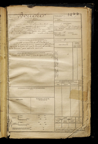 Boucher, Adolphe Alfred Ernest, né le 28 octobre 1897 à Mons-Boubert (Somme), classe 1917, matricule n° 1477, Bureau de recrutement d'Abbeville