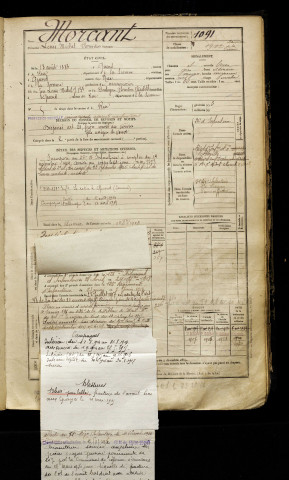 Morcant, Louis Michel Florentin, né le 18 août 1883 à Quend (Somme), classe 1903, matricule n° 1091, Bureau de recrutement d'Abbeville