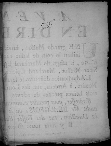 Etude de Me François Henin à Amiens (étude n°3). Minutes de l'année 1725