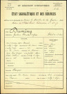 Duminy, Gustave Florent Alfred, né le 11 octobre 1889 à Rouvrel (Somme), classe 1909, matricule n° 408, Bureau de recrutement dePéronne