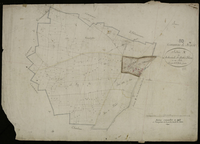 Plan du cadastre napoléonien - Ablaincourt-Pressoir (Pressoir) : Chemin de Saint-Christ à Lihons (Le), A